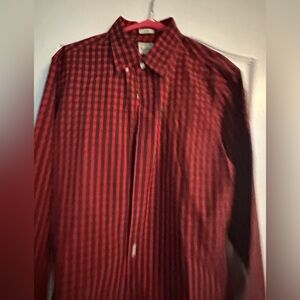 J. Crew Men's Red and Black Checkered Shirt